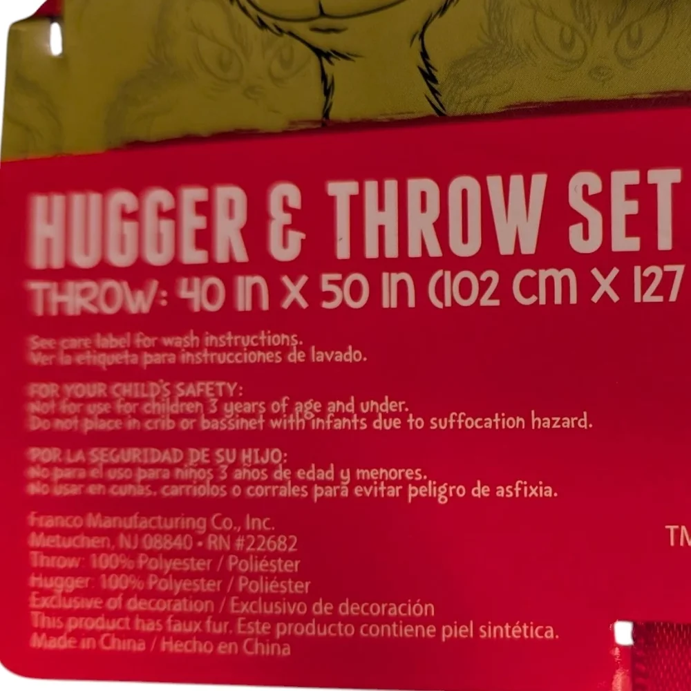 Dr. Seuss The Grinch Plush Hugger & Throw Set NWT - Picture 8 of 11